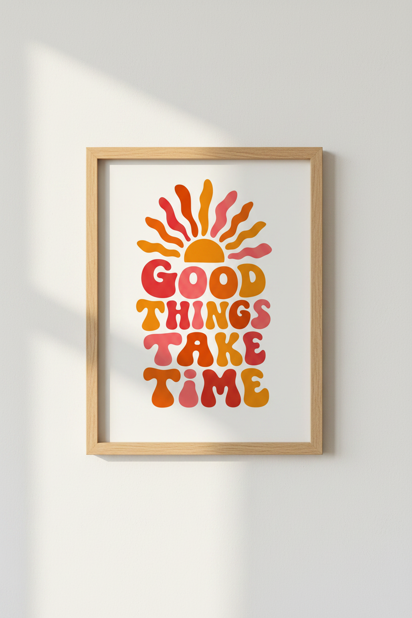 Retro Sun Quote Wall Art Print | Groovy 70s Room Decor | Colorful Boho Poster