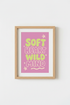 Retro Typography Print | Soft Heart Wild Mind Quote Poster, Pink Preppy Dorm Decor