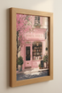 Pink French Bookstore Wall Art | Romantic Paris Shop Decor | Pastel Floral Poster