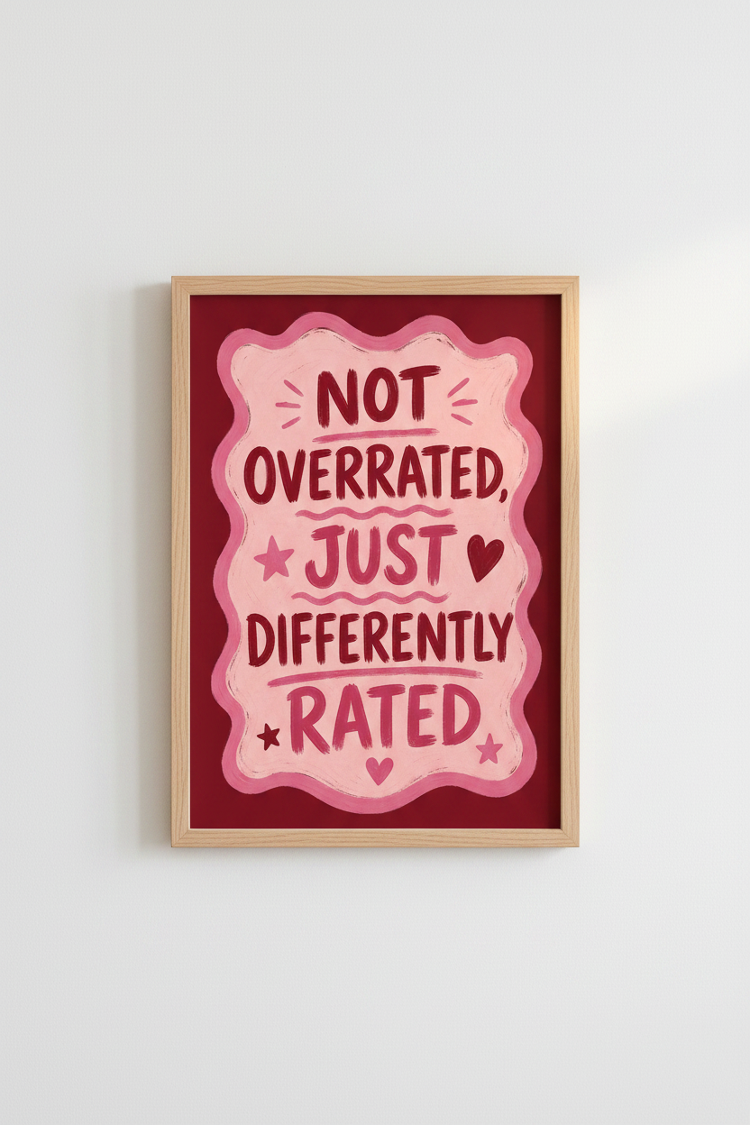 Pink Typography Art Print | Retro Quote Poster | Preppy Red &amp; Pink Dorm Decor