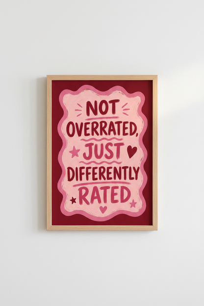 Pink Typography Art Print | Retro Quote Poster | Preppy Red &amp; Pink Dorm Decor
