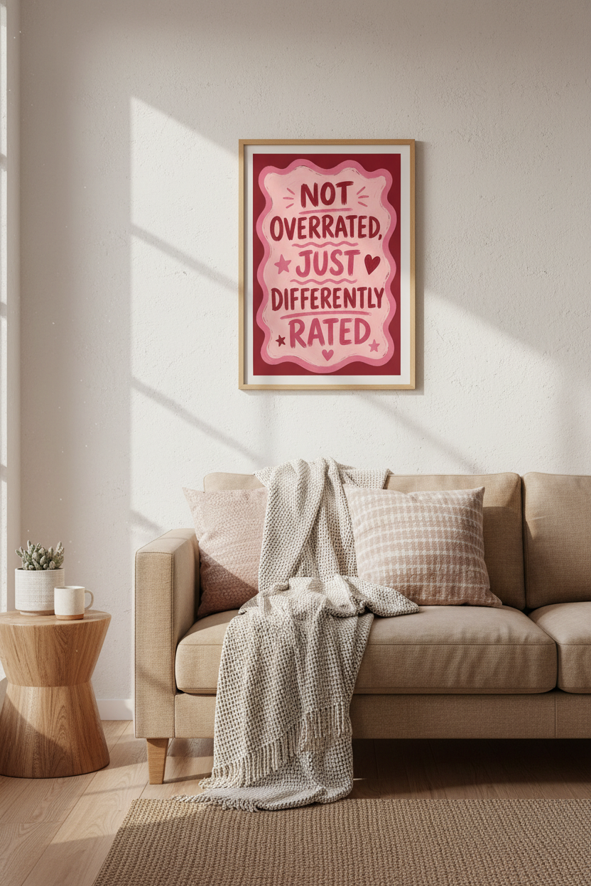 Pink Typography Art Print | Retro Quote Poster | Preppy Red &amp; Pink Dorm Decor