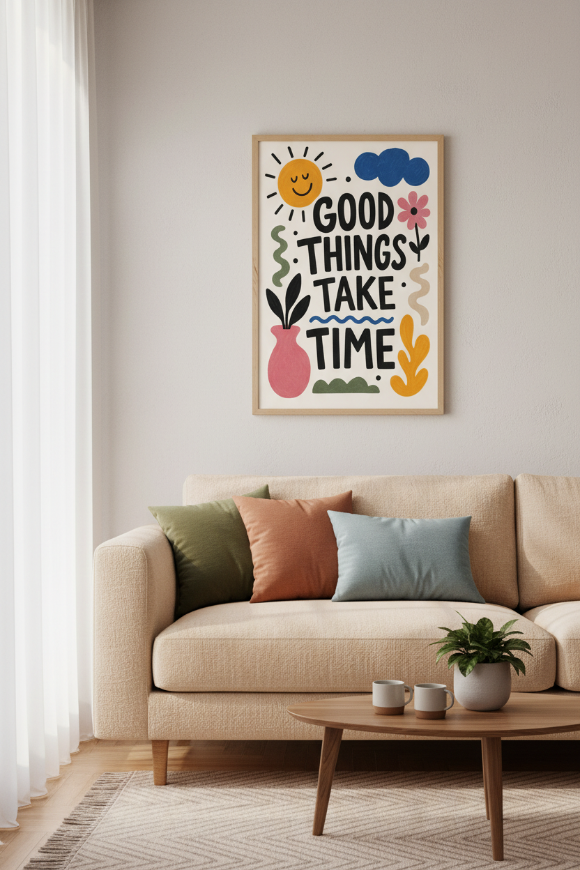 Good Things Take Time Wall Art Print | Office Decor | Colorful Eclectic Poster