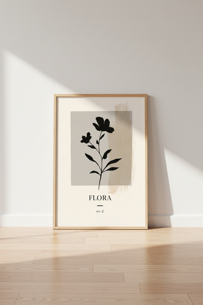 Minimalist Flora No. 2 Wall Art | Beige Botanical Print, Modern Boho Decor