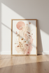 Boho Floral Watercolor Print | Blush Pink Daisy Wall Art, Neutral Nursery Poster