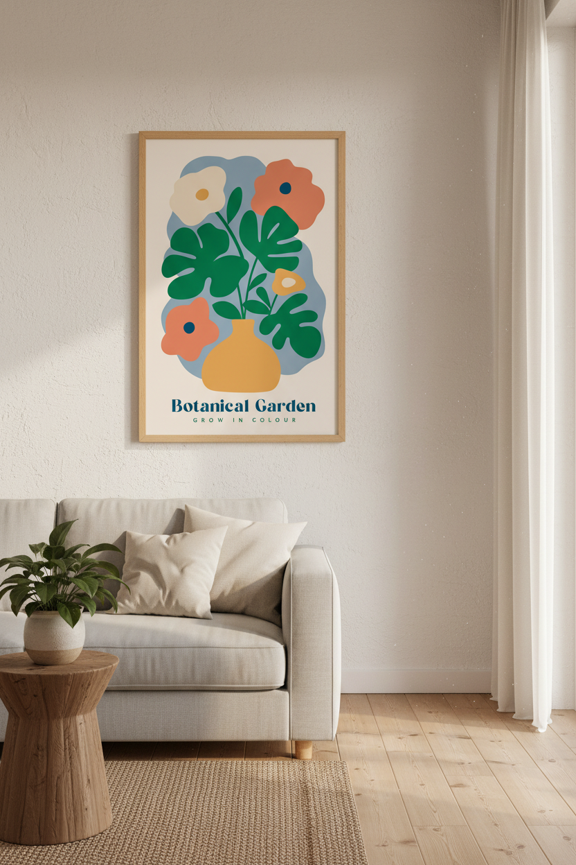 Botanical Wall Art | Vibrant Florals, Living Room Decor
