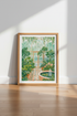 Greenhouse Conservatory Wall Art | Moody Green Botanical Print, Living Room Decor