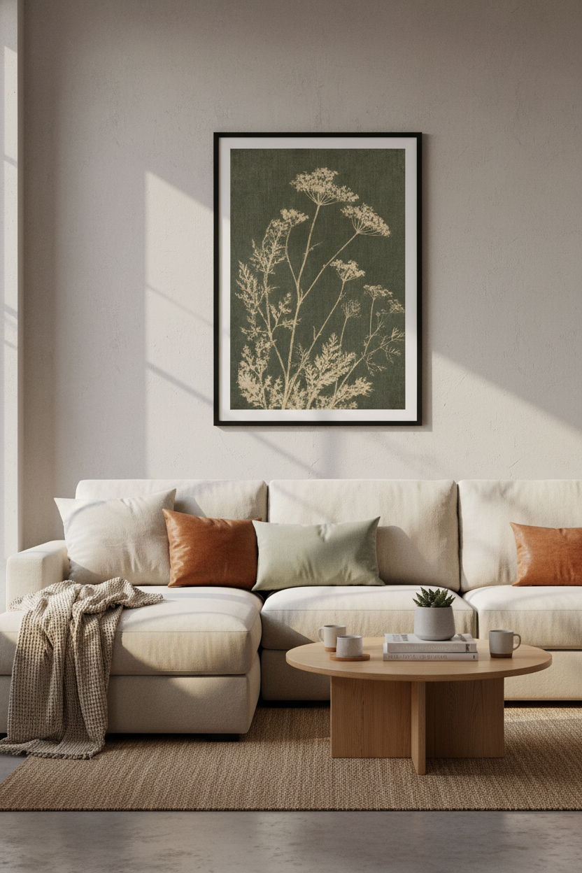 Botanical Wildflower Wall Art Print | Moody Green Floral Decor | Vintage Aesthetic Poster