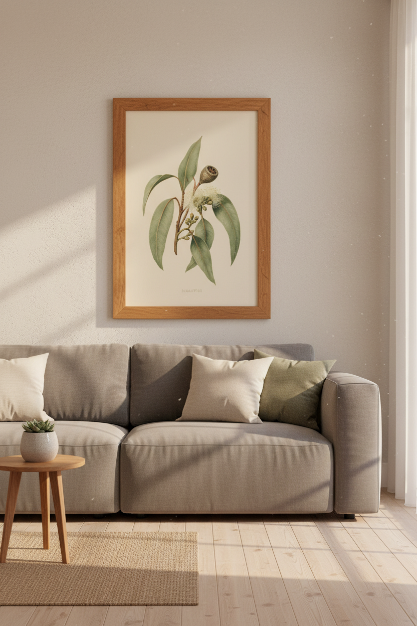 Eucalyptus Botanical Wall Art | Vintage Sage Green Decor | Australian Plant Poster