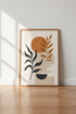 Abstract Botanical Wall Art | Boho Terracotta & Charcoal Print, Modern Living Room Decor