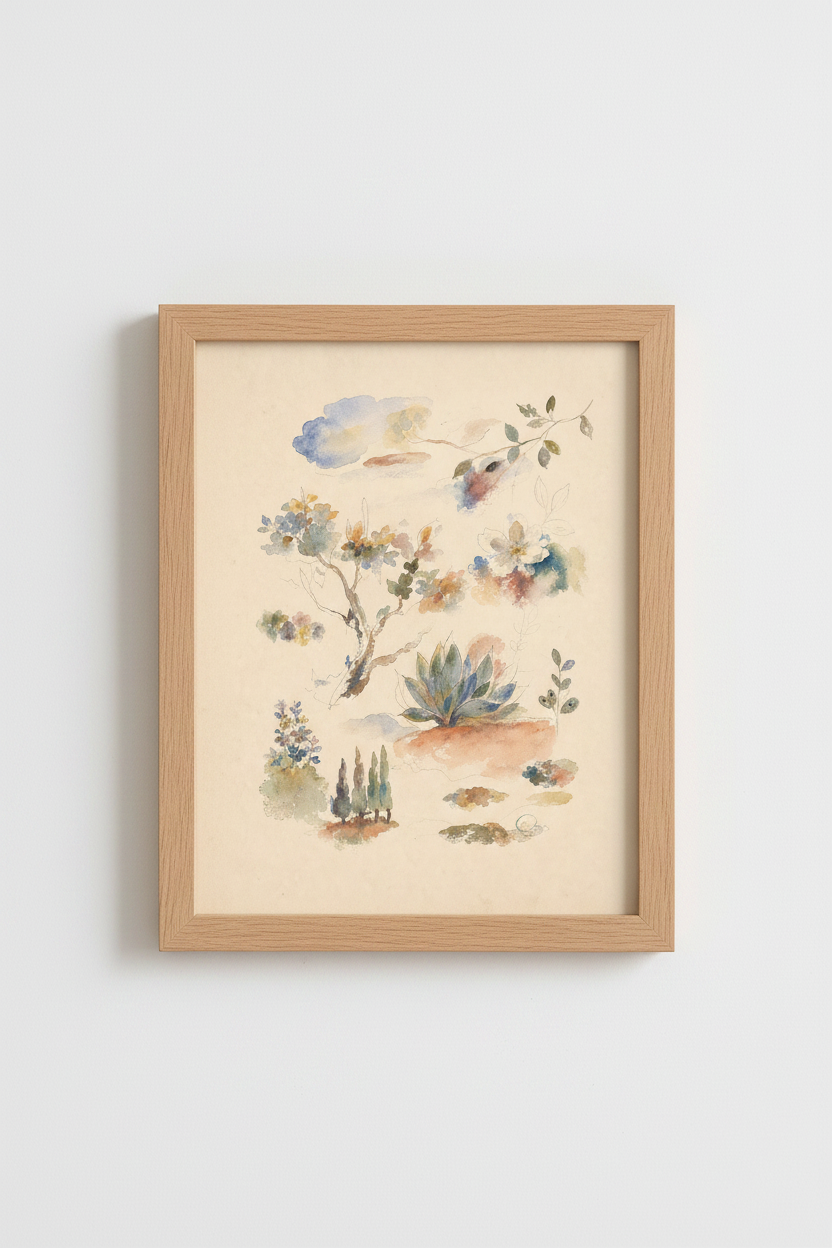 Botanical watercolor | Pastel Florals, Living Room Decor