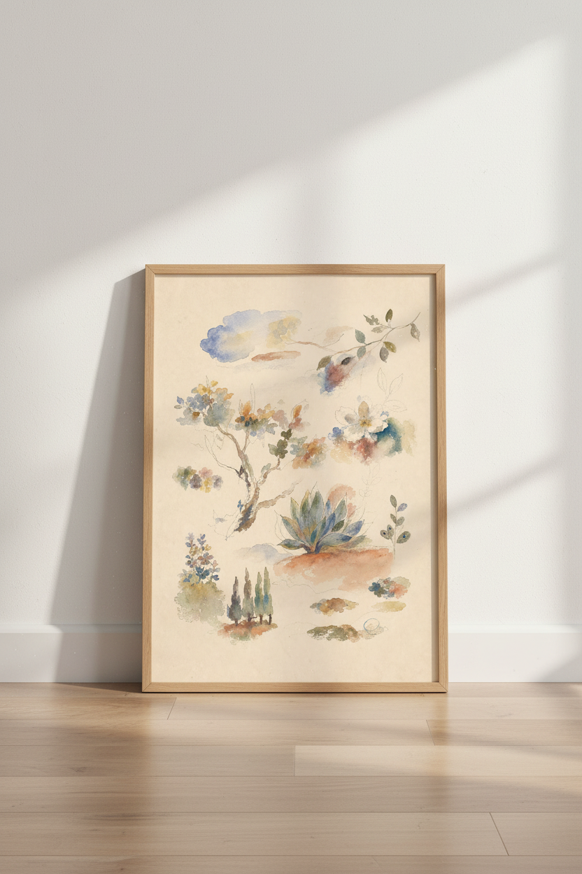 Botanical watercolor | Pastel Florals, Living Room Decor