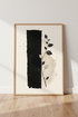Minimalist Botanical Leaf Print | Japandi Black & Beige Decor | Modern Abstract Poster