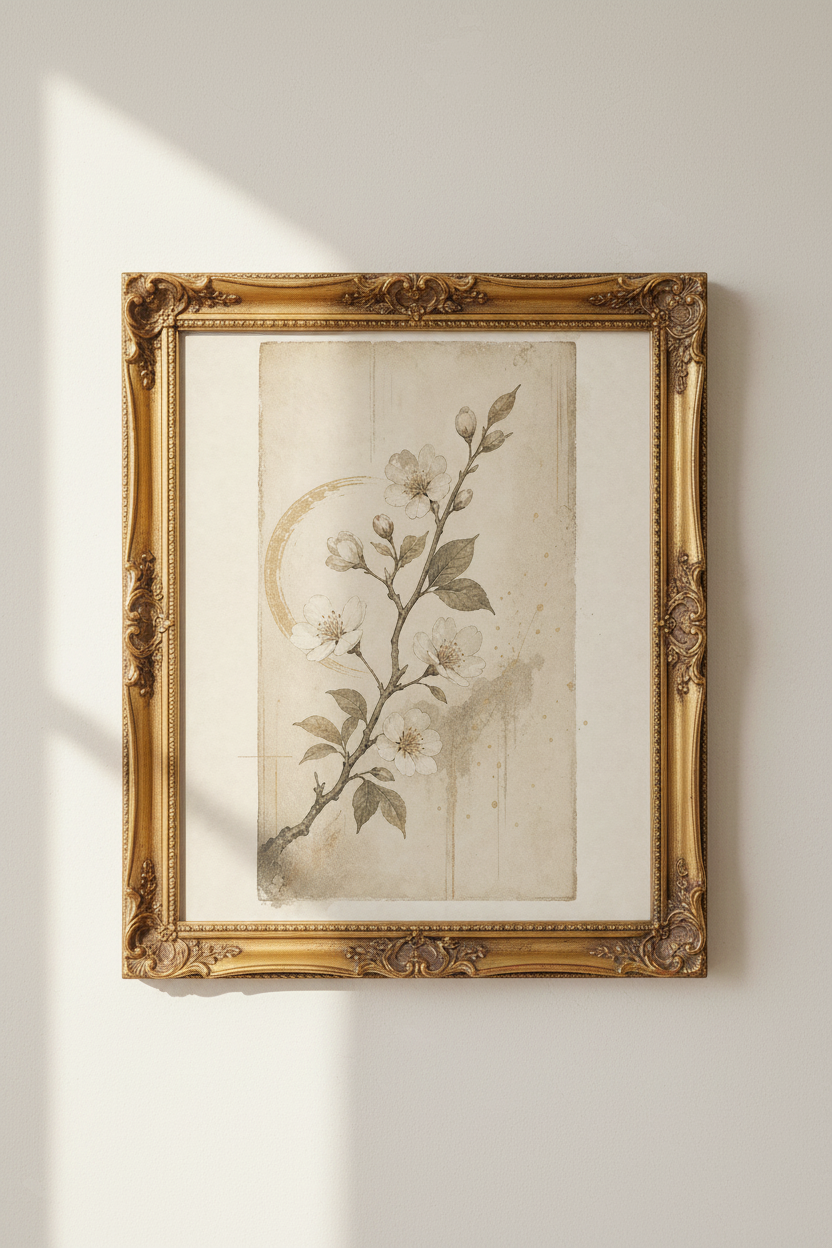 Vintage Botanical Wall Art Print | Living Room Decor | Soft Sepia Poster