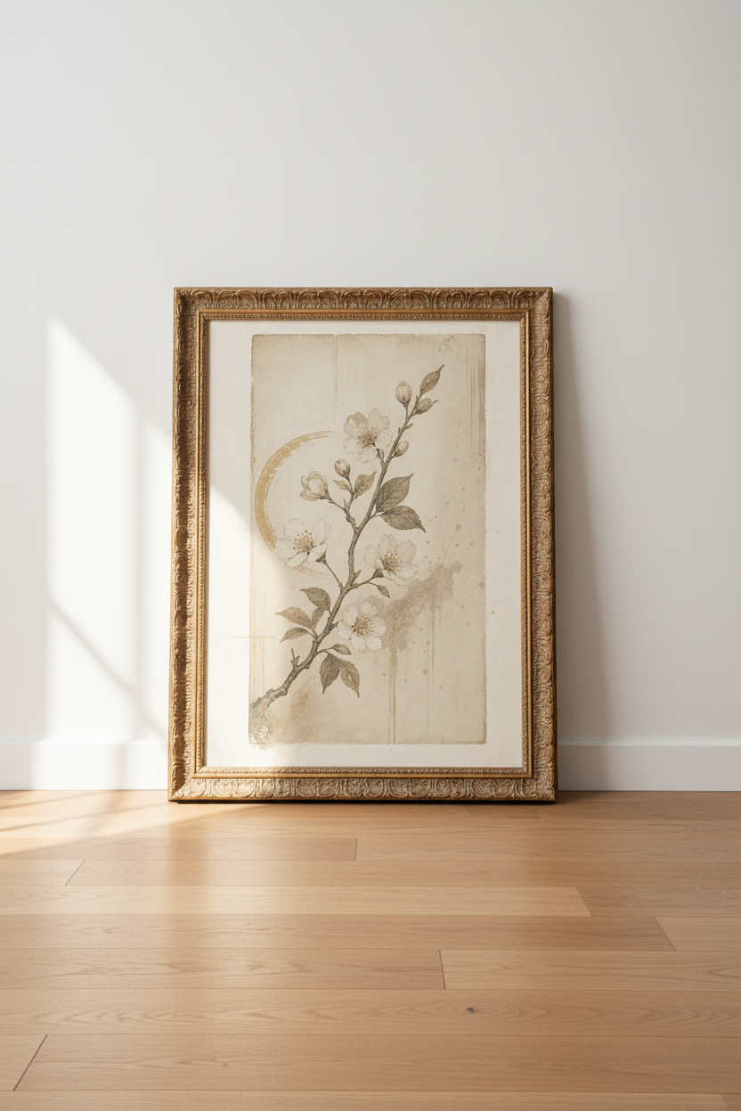 Vintage Botanical Wall Art Print | Living Room Decor | Soft Sepia Poster
