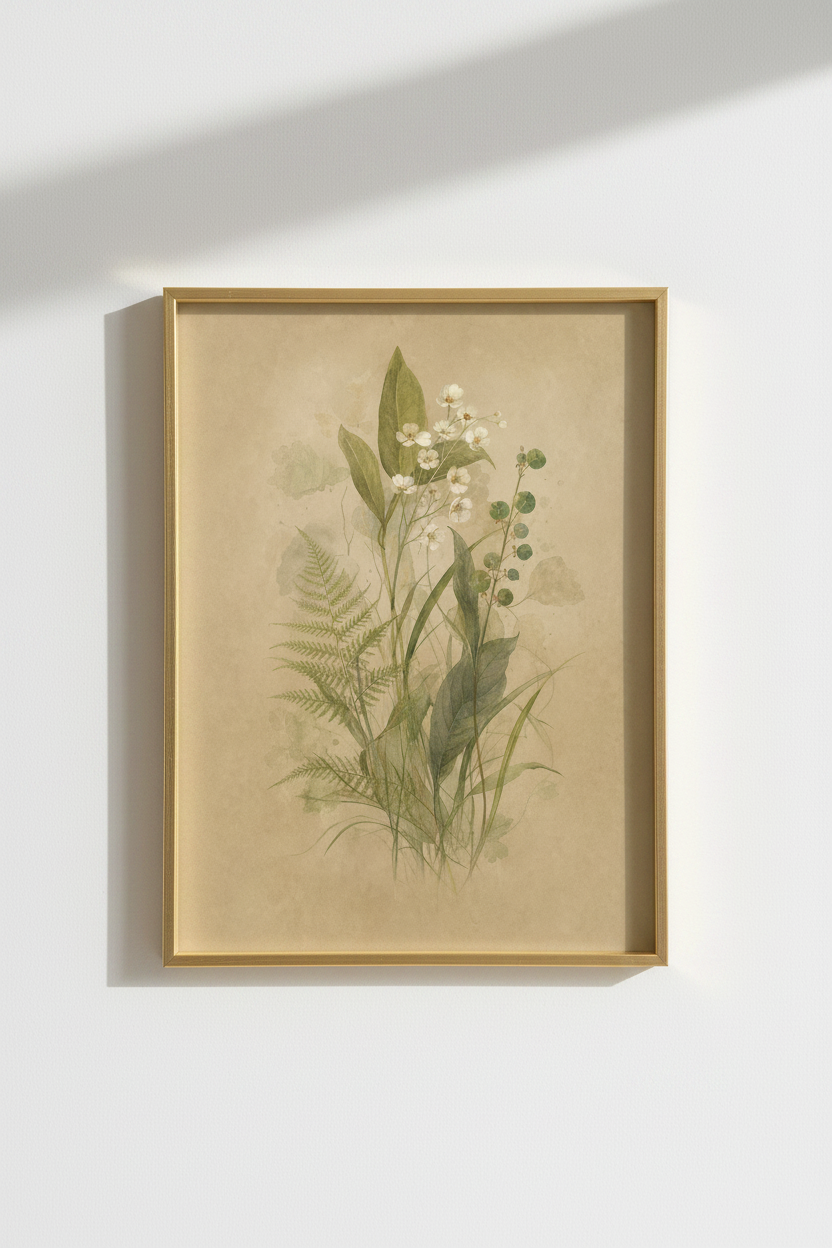 Boho Wall Art Print | Living Room Decor | Vintage Botanical Poster