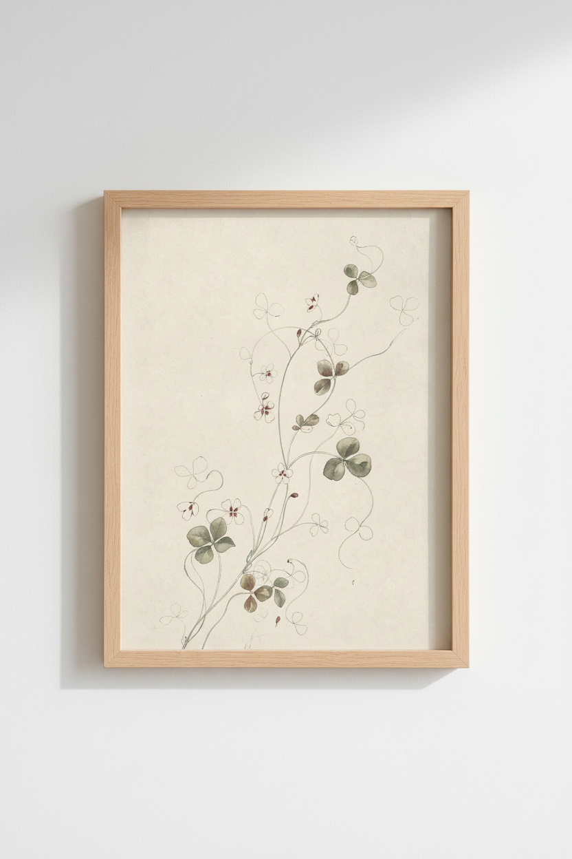 Watercolor Clover Wall Art Print | Living Room Decor | Minimalist Poster