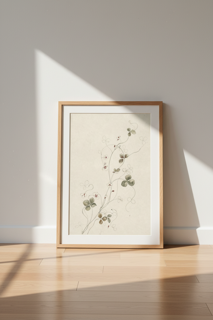 Watercolor Clover Wall Art Print | Living Room Decor | Minimalist Poster