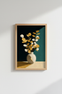 Gold Leaf Wall Art | Abstract Botanical, Teal Accents | Living Room Decor