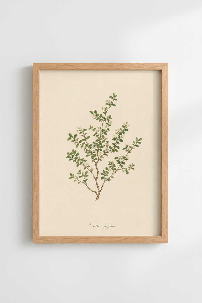 Botanical wall art | Vintage illustration, beige tones | Living room decor