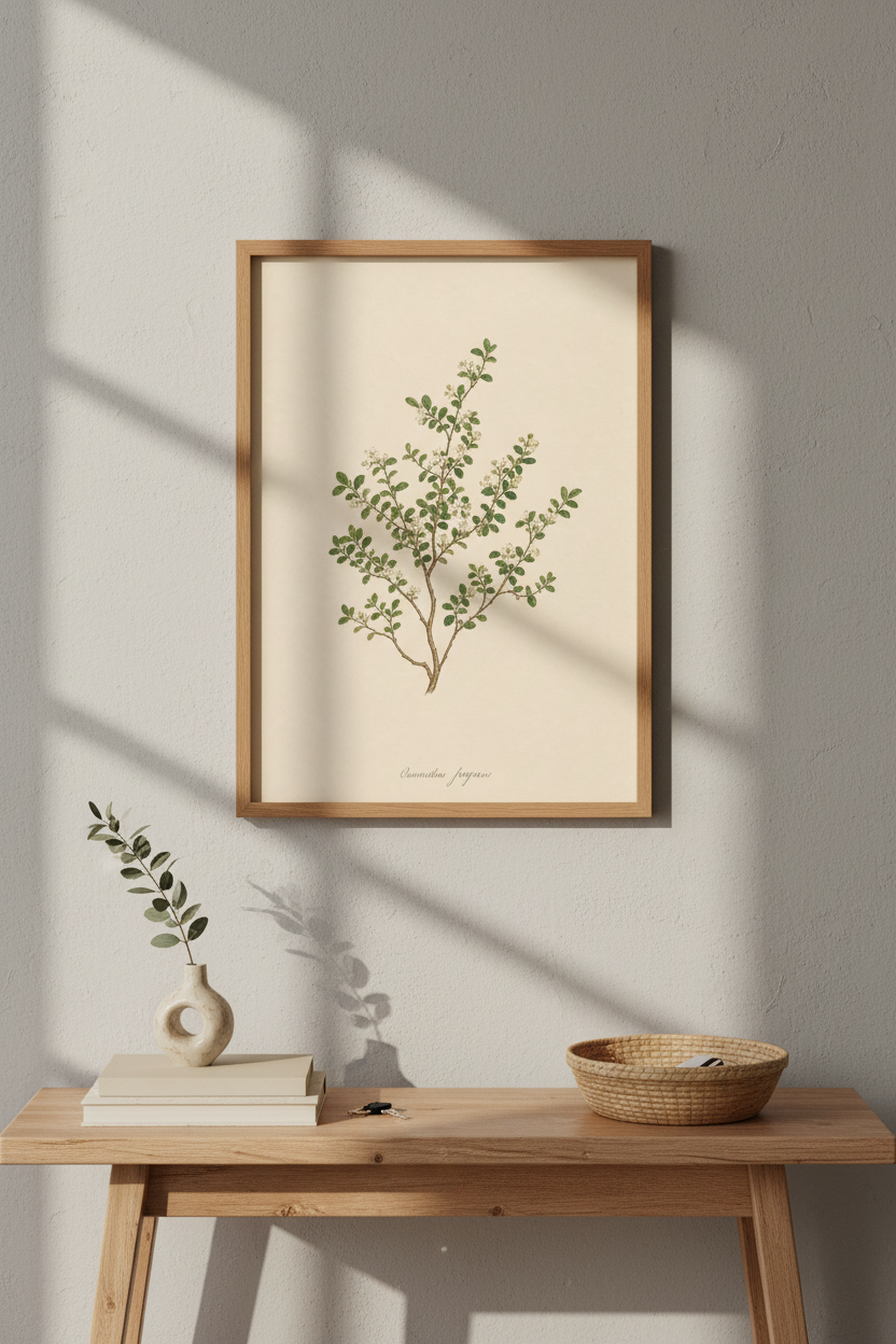 Botanical wall art | Vintage illustration, beige tones | Living room decor