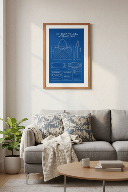 Designer Bag Blueprint Wall Art | Luxury Fashion Poster, Dressing Room Decor