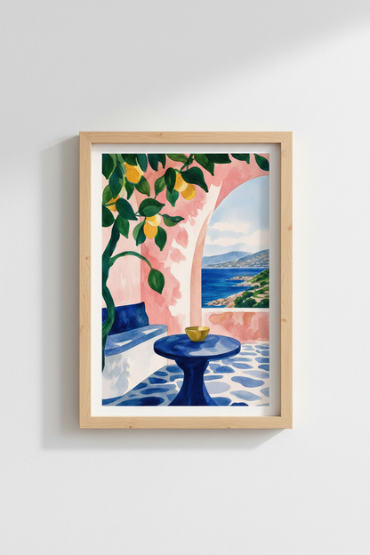 Lemon Wall Art | Watercolor Mediterranean, Living Room Decor