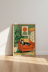 Tuxedo Cat Mid-Century Art Print | Retro Boho Living Room Decor | Animal Poster