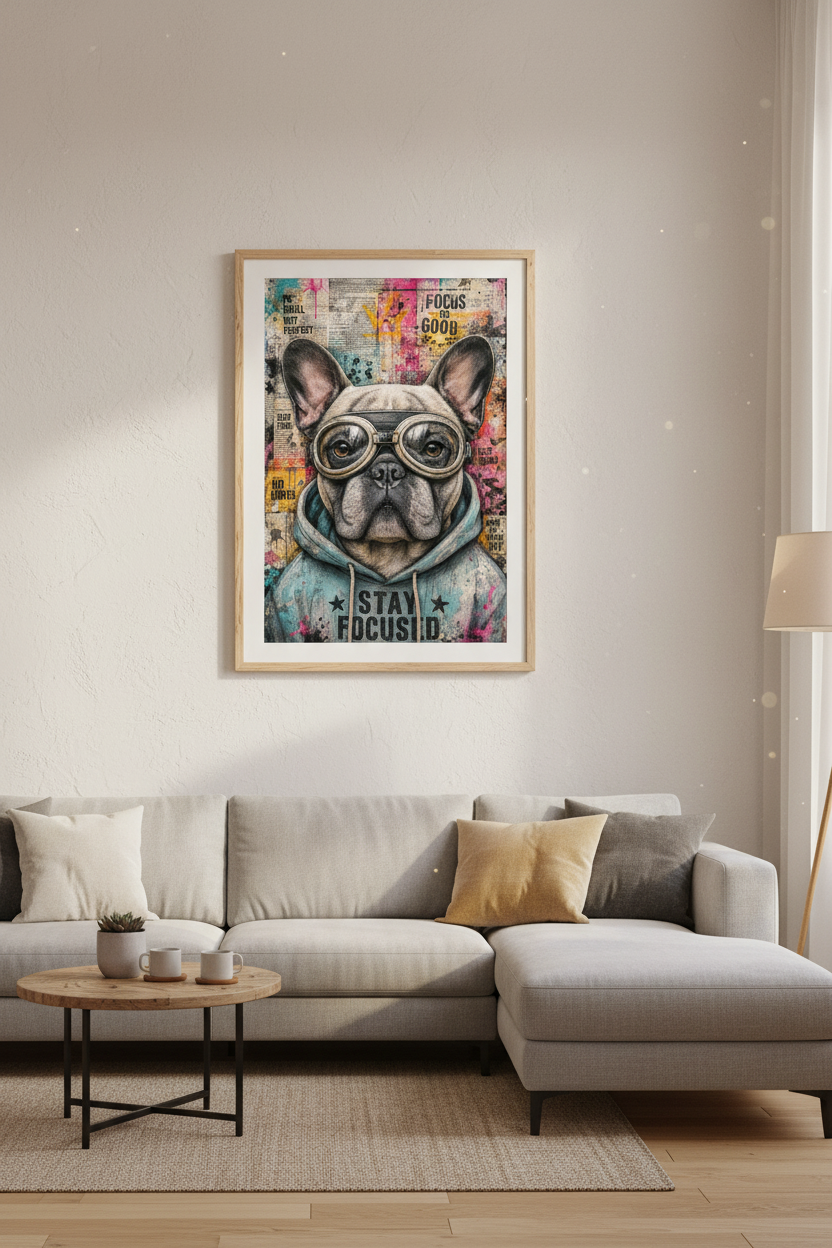 French Bulldog Street Art | Urban Graffiti Style, Motivational Office Decor Print