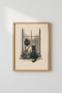 Girl and Cat Window Sketch | Ink Style Neutral Art, Nursery & Bedroom Decor