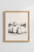 Boy and Dog Lake Sketch | Minimalist Ink Wall Art, Nursery & Kids Room Decor