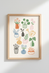 Botanical wall art | Whimsical Plant Print, Living Room Decor