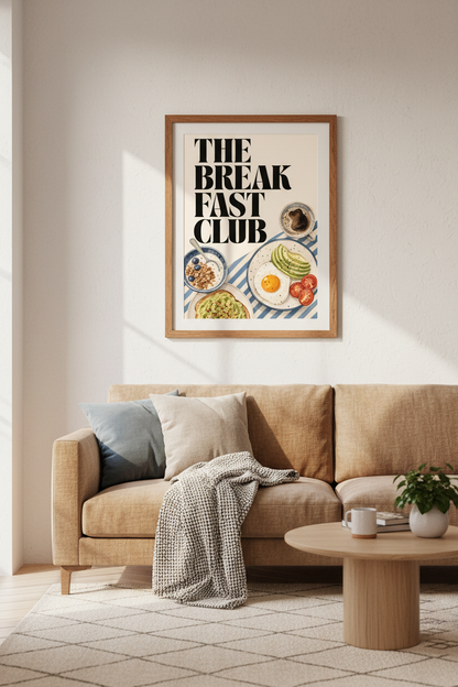 Breakfast Club Wall Art | Retro Foodie Watercolor Print, Kitchen Decor