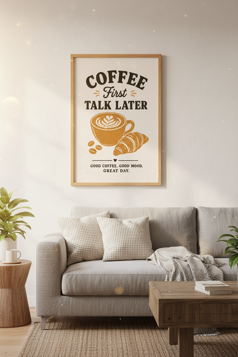 Boho coffee wall art print | Kitchen decor | Warm minimal poster