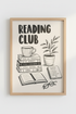 Bookish Wall Art | Minimal Line, Black & White, Living Room Decor