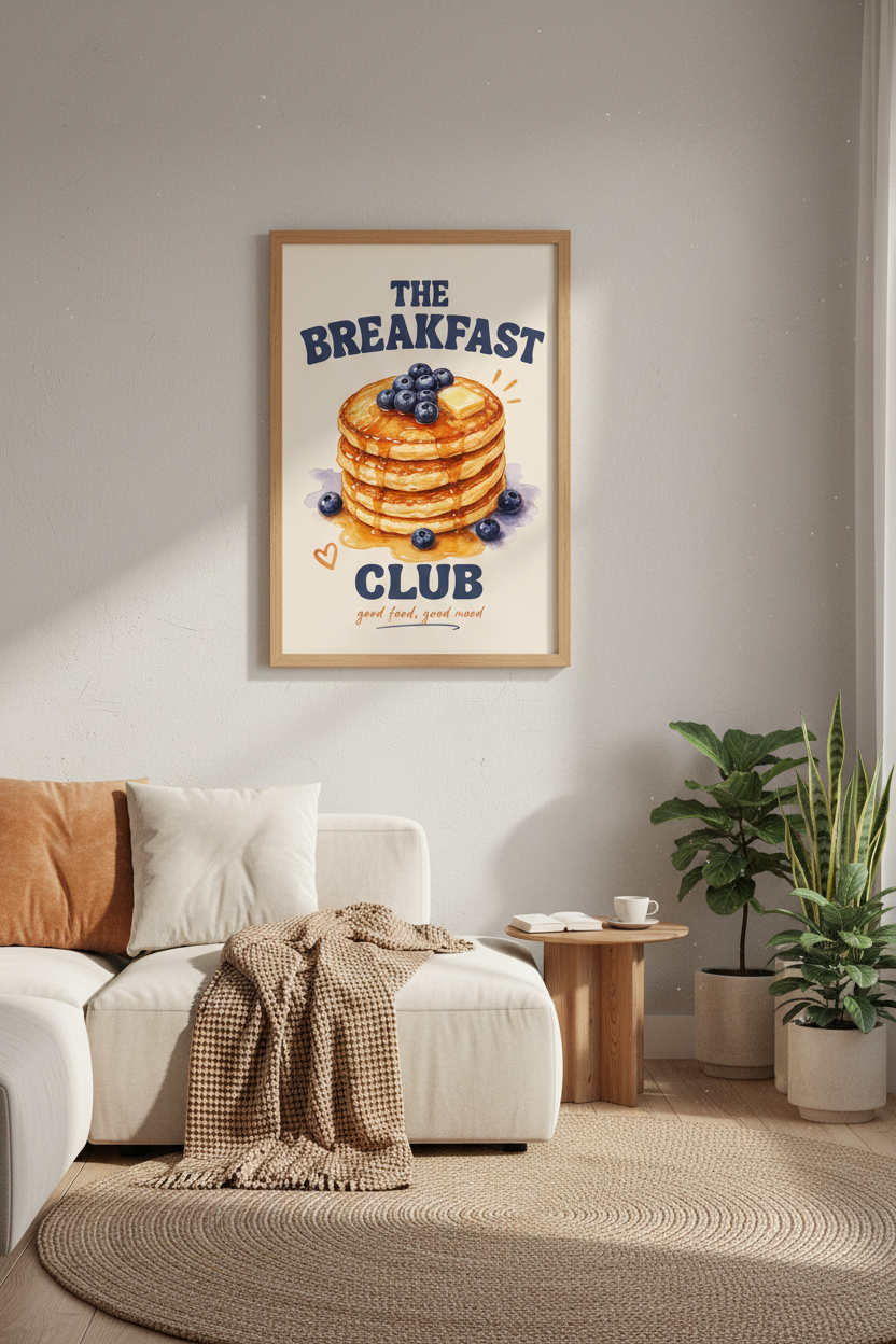 The Breakfast Club Pancake Wall Art Print | Kitchen Decor | Cozy Watercolor Poster