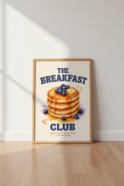 The Breakfast Club Pancake Wall Art Print | Kitchen Decor | Cozy Watercolor Poster