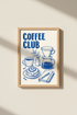 Coffee Cup Wall Art | Minimalist Blue Decor, Kitchen Print