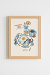 Kitchen Food Art Print | Retro Breakfast Poster, Blue & Orange Dining Decor