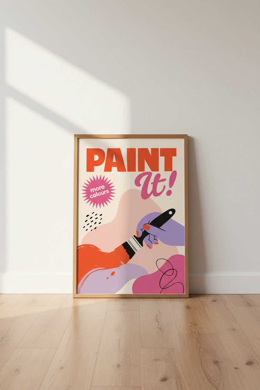 Paint It! Retro Graphic Art | Colorful Studio Decor | Bold Abstract Poster