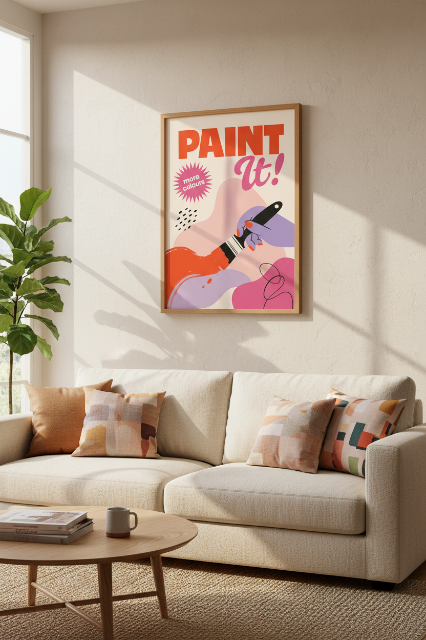 Paint It! Retro Graphic Art | Colorful Studio Decor | Bold Abstract Poster