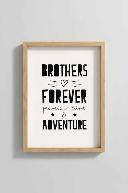 Brothers Wall Art | Bold Black &amp; White, Modern Living Room Decor | Minimalist Poster