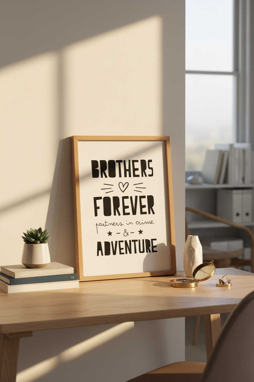 Brothers Wall Art | Bold Black &amp; White, Modern Living Room Decor | Minimalist Poster