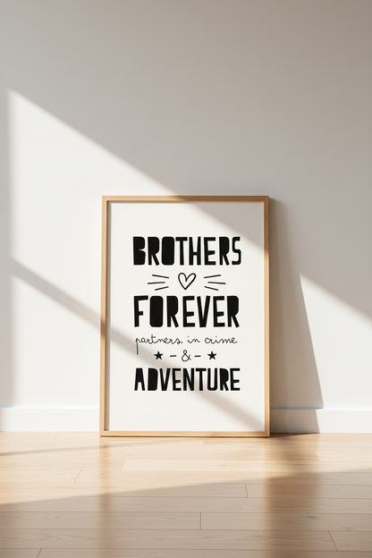 Brothers Wall Art | Bold Black &amp; White, Modern Living Room Decor | Minimalist Poster