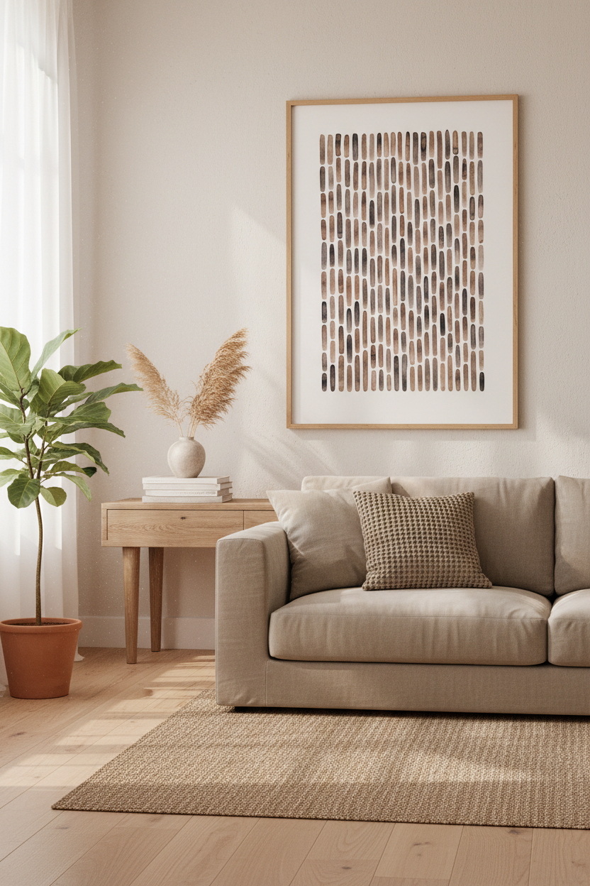 Neutral Abstract Wall Art | Earthy Tones, Cozy Living Decor | Minimalist Poster