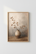 Minimalist Botanical Watercolor Print | Earth Tone Vase Art, Living Room Poster