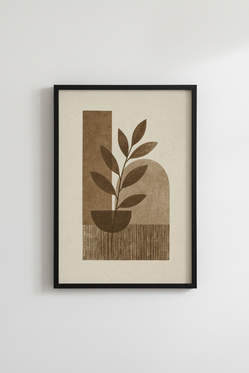 Abstract Botanical Arch Wall Art | Brown Earth Tones, Earthy Minimalist Decor