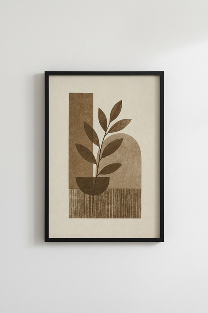 Abstract Botanical Arch Wall Art | Brown Earth Tones, Earthy Minimalist Decor