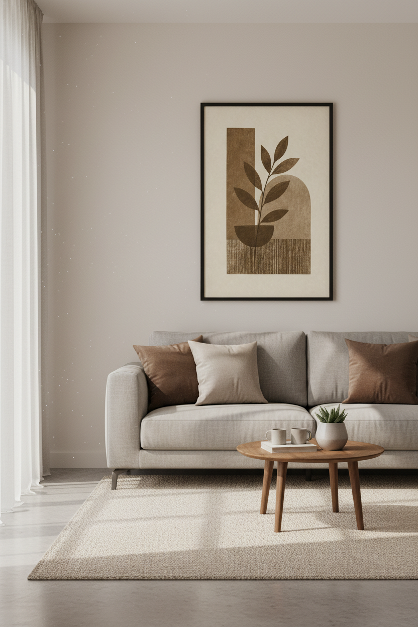 Abstract Botanical Arch Wall Art | Brown Earth Tones, Earthy Minimalist Decor