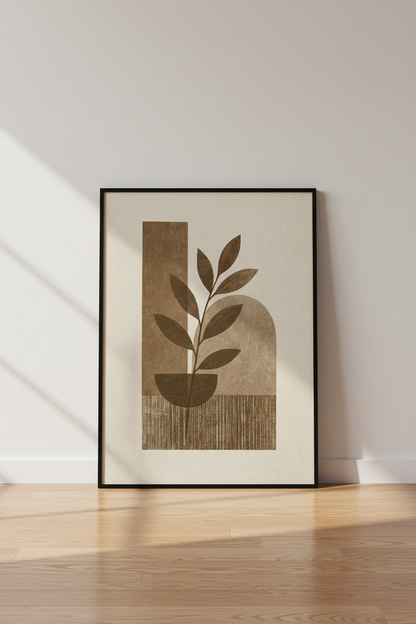 Abstract Botanical Arch Wall Art | Brown Earth Tones, Earthy Minimalist Decor